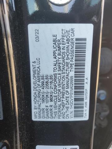 Photo 11 VIN: 1HGCV1F51NA029999 - HONDA ACCORD EXL 