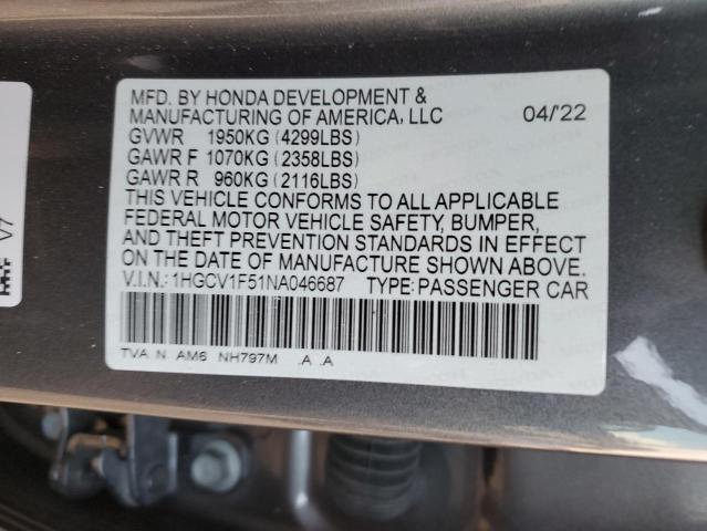 Photo 11 VIN: 1HGCV1F51NA046687 - HONDA ACCORD EXL 