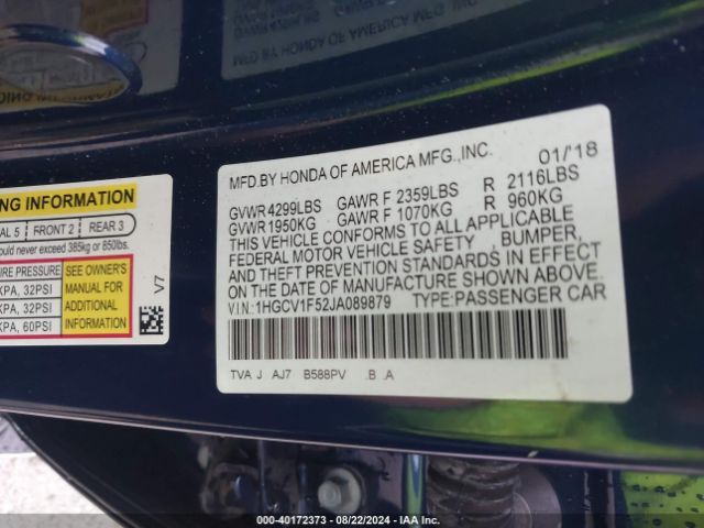 Photo 8 VIN: 1HGCV1F52JA089879 - HONDA ACCORD 