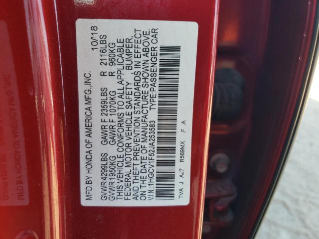 Photo 12 VIN: 1HGCV1F52JA253583 - HONDA ACCORD EXL 