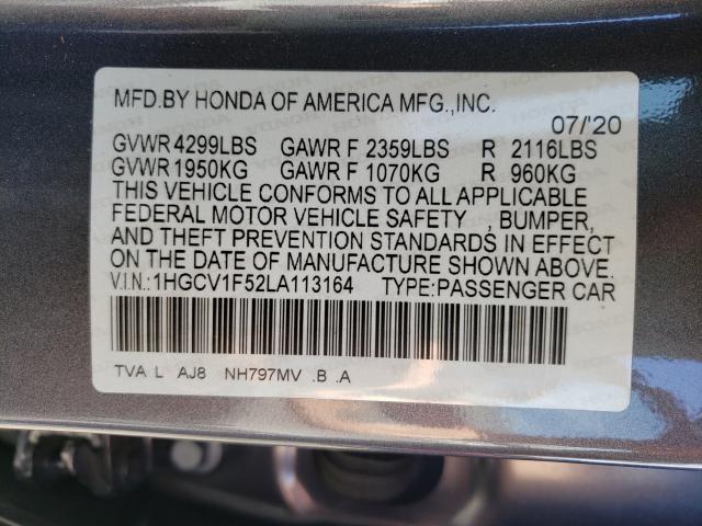 Photo 9 VIN: 1HGCV1F52LA113164 - HONDA ACCORD EXL 