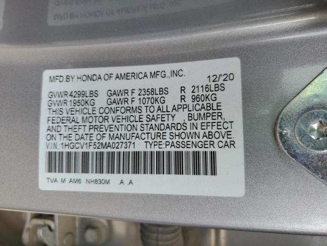 Photo 11 VIN: 1HGCV1F52MA027371 - HONDA ACCORD EXL 