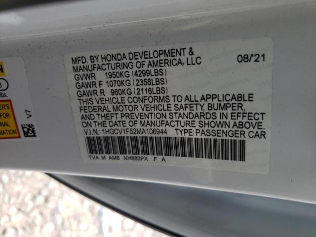 Photo 9 VIN: 1HGCV1F52MA106944 - HONDA ACCORD EXL 