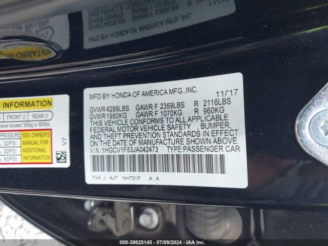 Photo 8 VIN: 1HGCV1F53JA042473 - HONDA ACCORD 