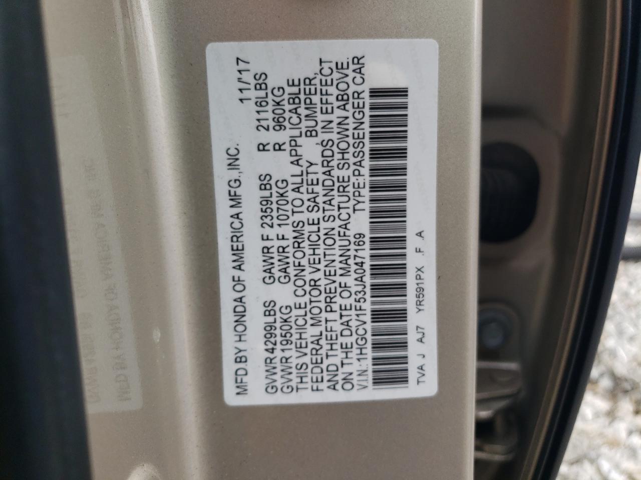 Photo 11 VIN: 1HGCV1F53JA047169 - HONDA ACCORD 