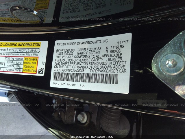 Photo 8 VIN: 1HGCV1F53JA050881 - HONDA ACCORD SEDAN 