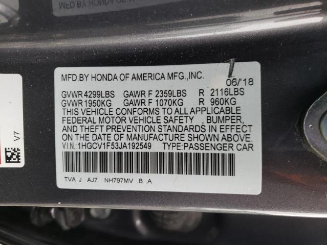 Photo 11 VIN: 1HGCV1F53JA192549 - HONDA ACCORD EXL 