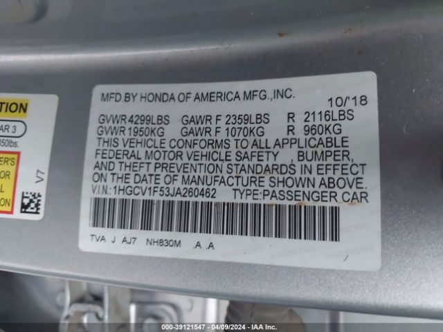 Photo 8 VIN: 1HGCV1F53JA260462 - HONDA ACCORD 