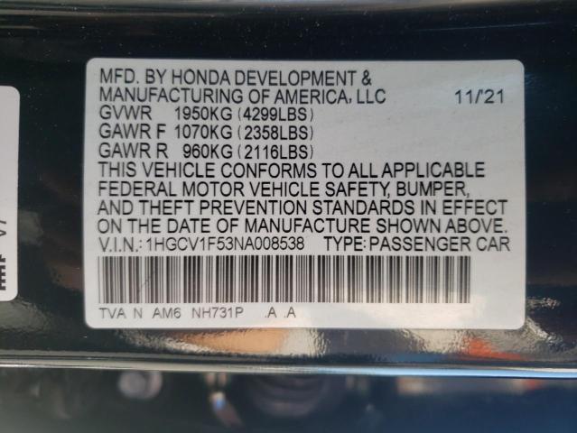 Photo 9 VIN: 1HGCV1F53NA008538 - HONDA ACCORD EXL 