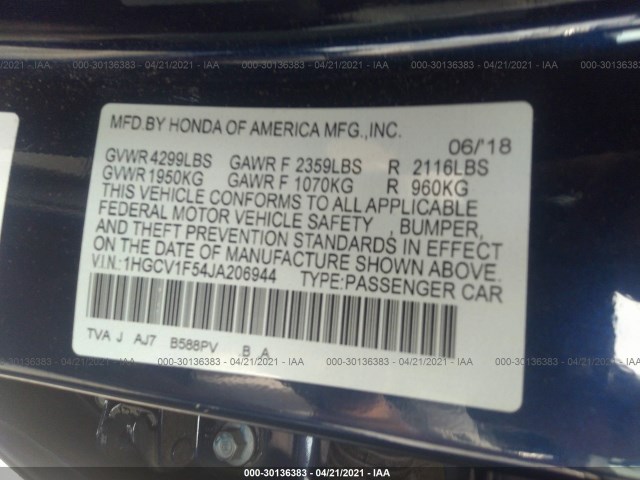 Photo 8 VIN: 1HGCV1F54JA206944 - HONDA ACCORD SEDAN 