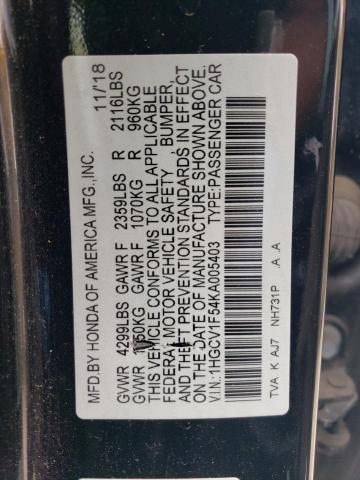 Photo 11 VIN: 1HGCV1F54KA005403 - HONDA ACCORD EXL 