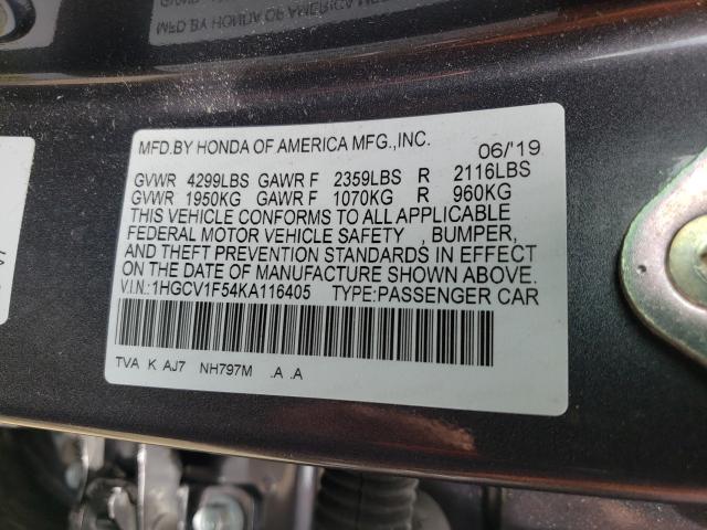 Photo 9 VIN: 1HGCV1F54KA116405 - HONDA ACCORD EXL 