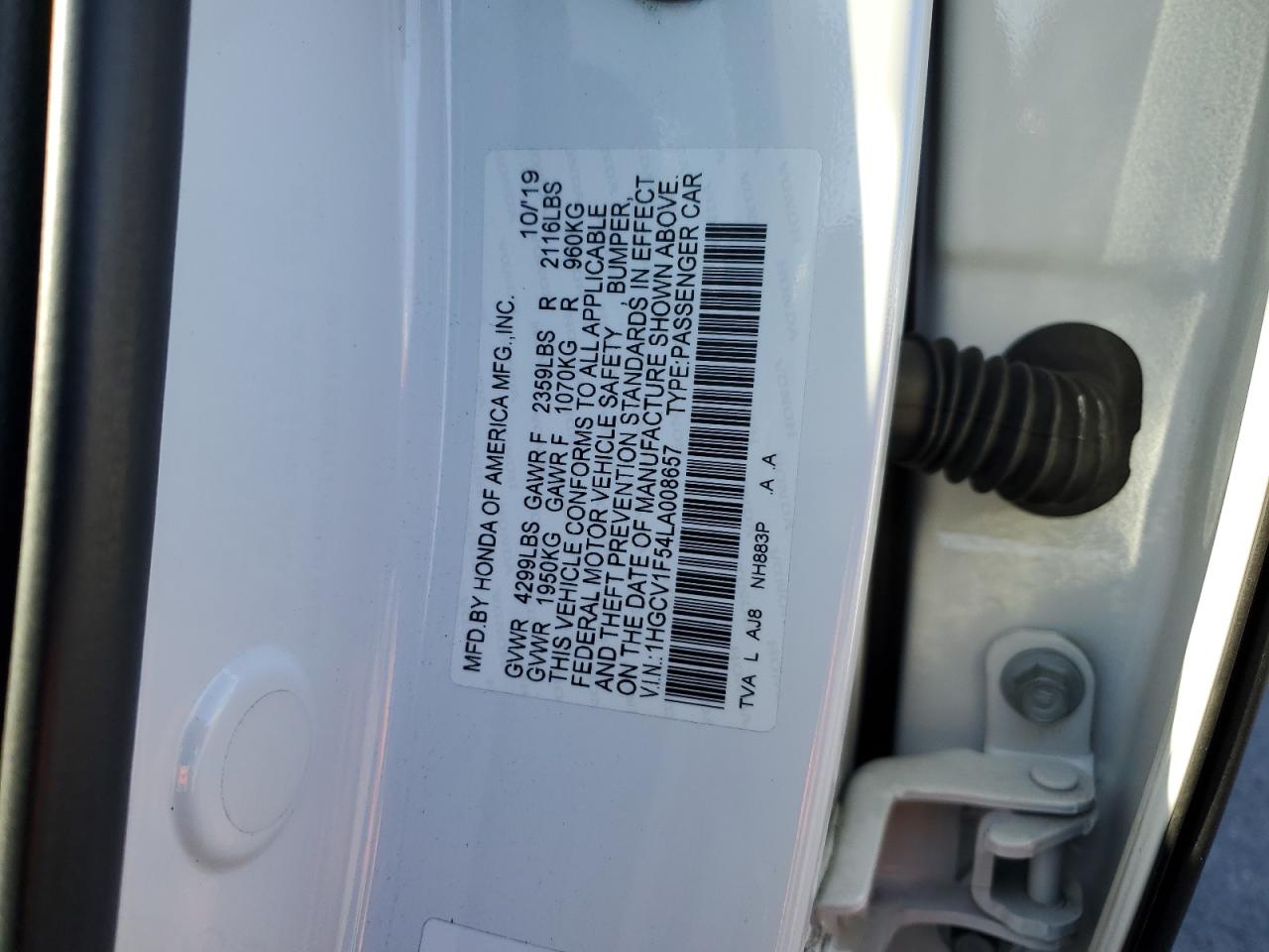 Photo 12 VIN: 1HGCV1F54LA008657 - HONDA ACCORD 