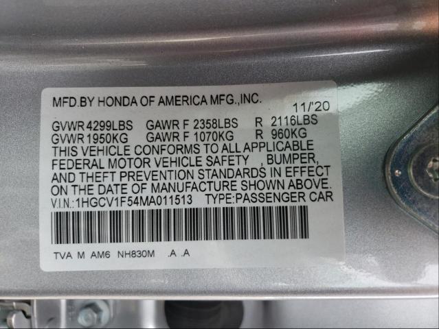 Photo 9 VIN: 1HGCV1F54MA011513 - HONDA ACCORD EXL 