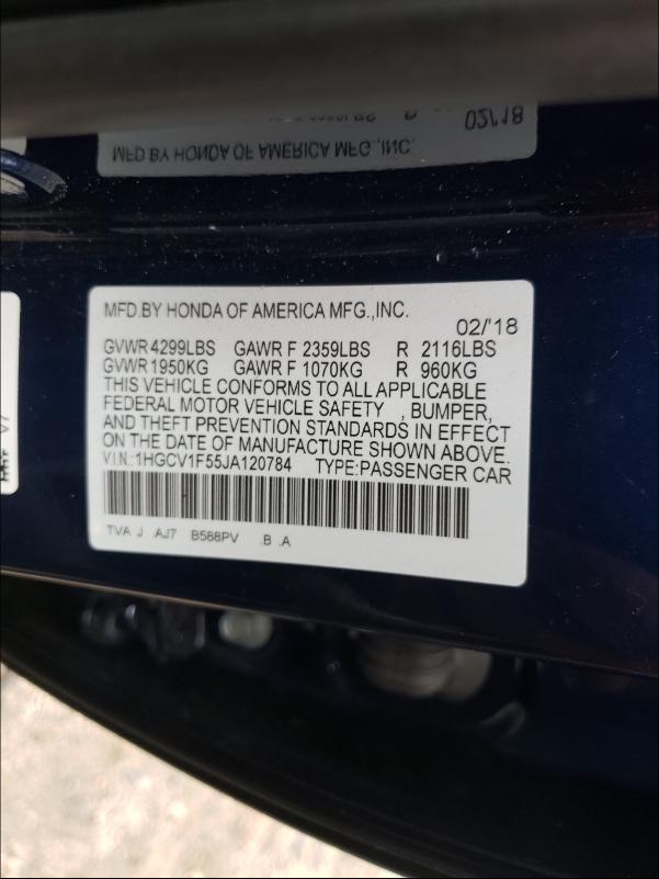 Photo 9 VIN: 1HGCV1F55JA120784 - HONDA ACCORD 