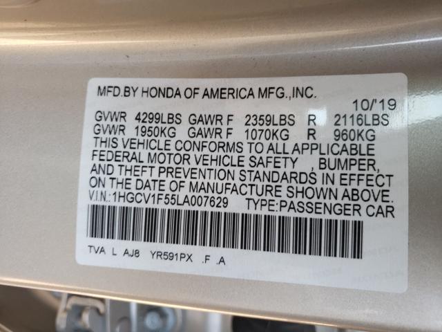 Photo 9 VIN: 1HGCV1F55LA007629 - HONDA ACCORD EXL 