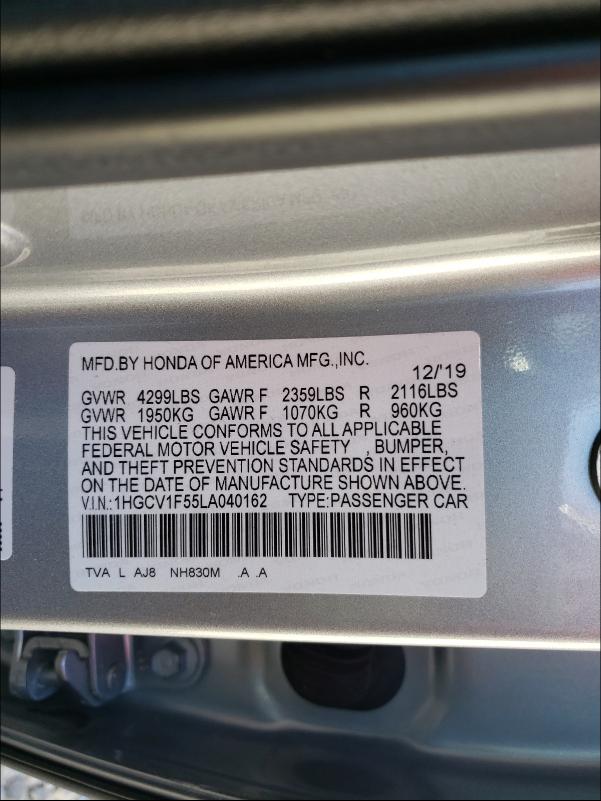 Photo 9 VIN: 1HGCV1F55LA040162 - HONDA ACCORD EXL 