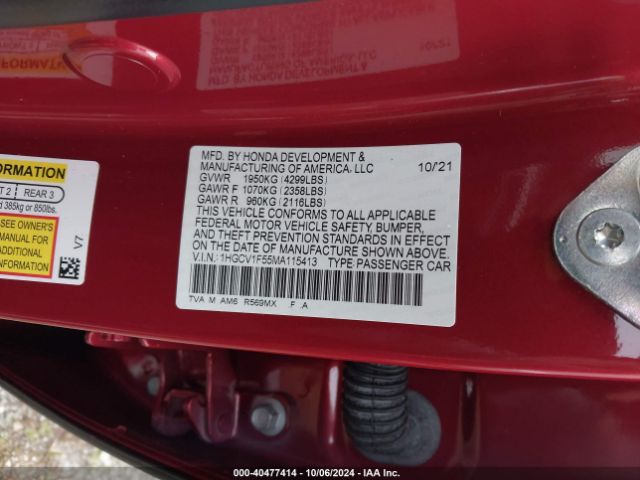 Photo 8 VIN: 1HGCV1F55MA115413 - HONDA ACCORD 