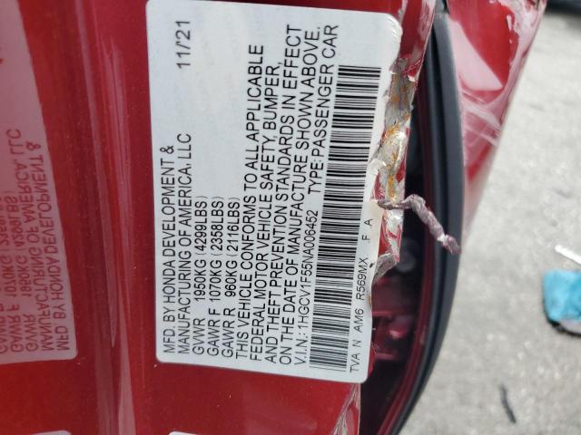 Photo 11 VIN: 1HGCV1F55NA006452 - HONDA ACCORD EXL 