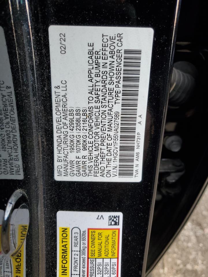 Photo 11 VIN: 1HGCV1F55NA027589 - HONDA ACCORD 