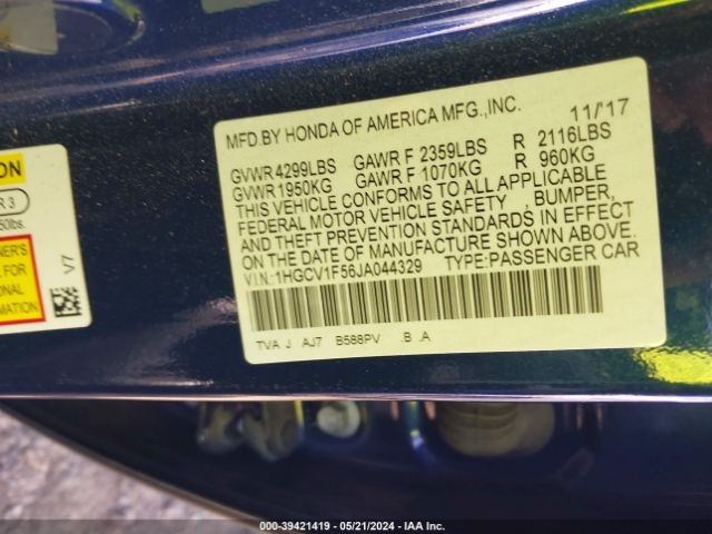 Photo 8 VIN: 1HGCV1F56JA044329 - HONDA ACCORD 