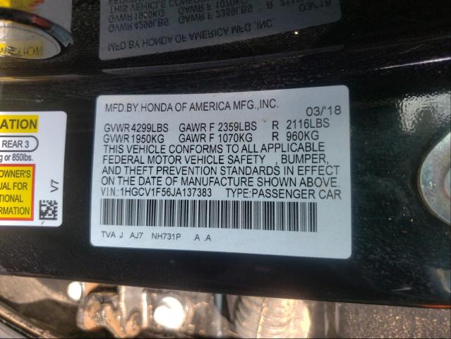 Photo 9 VIN: 1HGCV1F56JA137383 - HONDA ACCORD EXL 