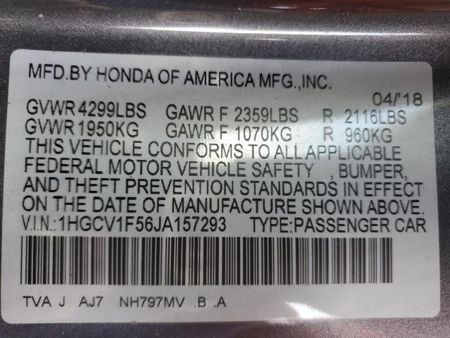 Photo 11 VIN: 1HGCV1F56JA157293 - HONDA ACCORD EXL 