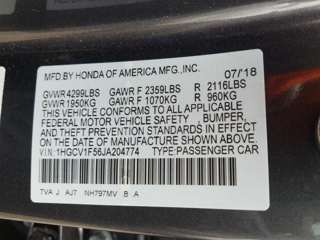 Photo 9 VIN: 1HGCV1F56JA204774 - HONDA ACCORD EXL 