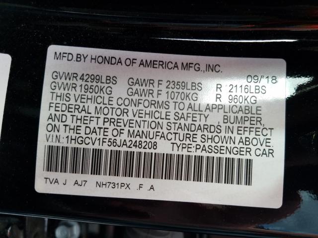 Photo 9 VIN: 1HGCV1F56JA248208 - HONDA ACCORD EXL 