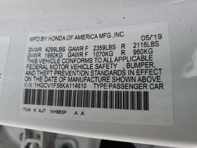 Photo 11 VIN: 1HGCV1F56KA114610 - HONDA ACCORD 