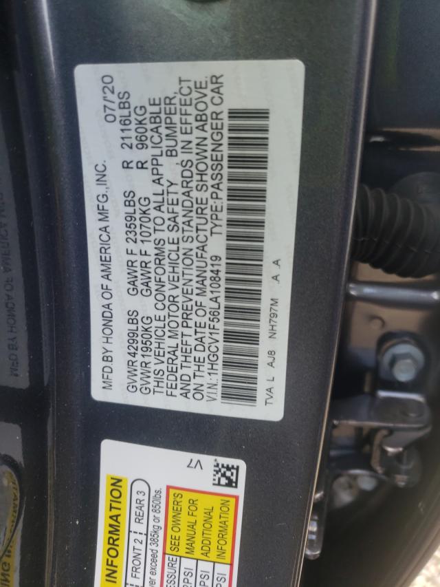 Photo 9 VIN: 1HGCV1F56LA108419 - HONDA ACCORD EXL 