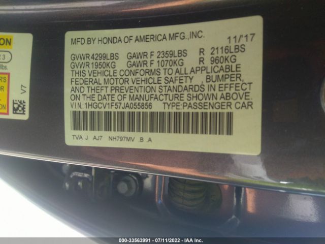 Photo 8 VIN: 1HGCV1F57JA055856 - HONDA ACCORD SEDAN 