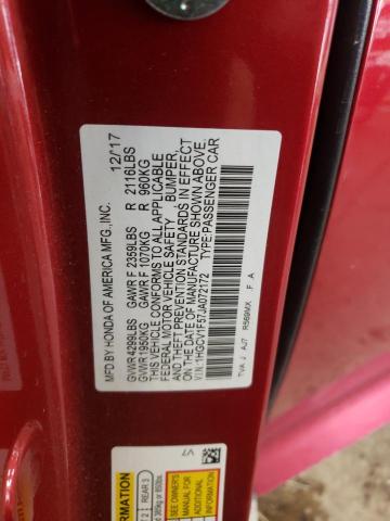 Photo 9 VIN: 1HGCV1F57JA072172 - HONDA ACCORD EXL 