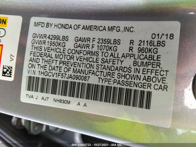 Photo 8 VIN: 1HGCV1F57JA090087 - HONDA ACCORD SEDAN 