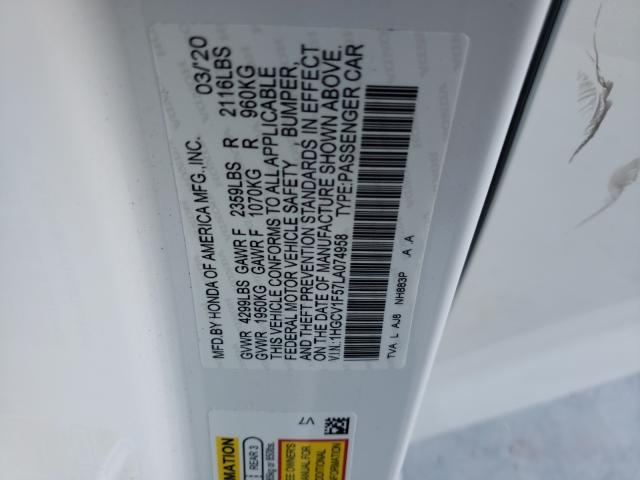 Photo 9 VIN: 1HGCV1F57LA074958 - HONDA ACCORD EXL 