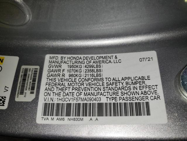 Photo 12 VIN: 1HGCV1F57MA090403 - HONDA ACCORD EXL 