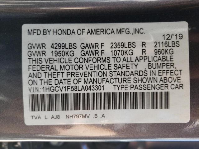 Photo 12 VIN: 1HGCV1F58LA043301 - HONDA ACCORD 