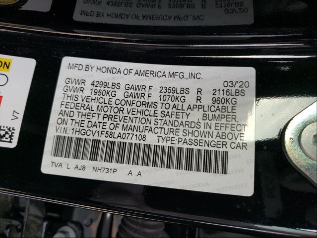 Photo 9 VIN: 1HGCV1F58LA077108 - HONDA ACCORD EXL 