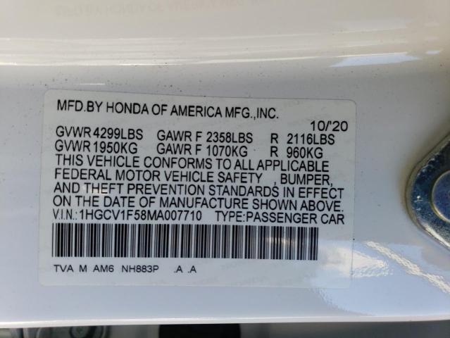 Photo 11 VIN: 1HGCV1F58MA007710 - HONDA ACCORD 