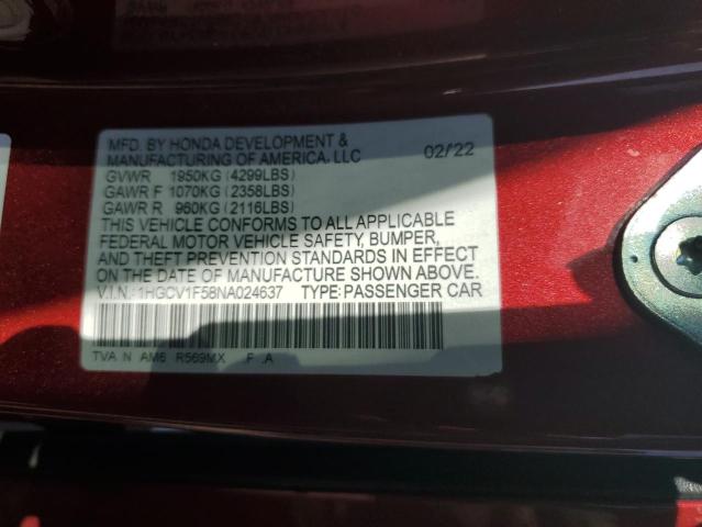 Photo 11 VIN: 1HGCV1F58NA024637 - HONDA ACCORD EXL 