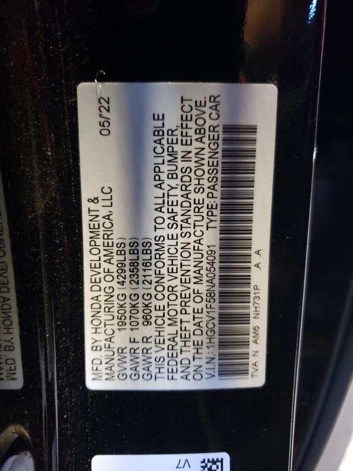 Photo 11 VIN: 1HGCV1F58NA054091 - HONDA ACCORD 