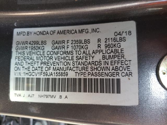 Photo 9 VIN: 1HGCV1F59JA155859 - HONDA ACCORD EXL 