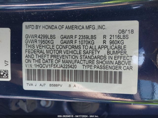 Photo 8 VIN: 1HGCV1F5XJA225420 - HONDA ACCORD 