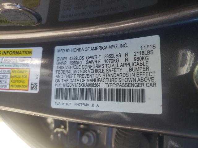 Photo 9 VIN: 1HGCV1F5XKA008564 - HONDA ACCORD EXL 