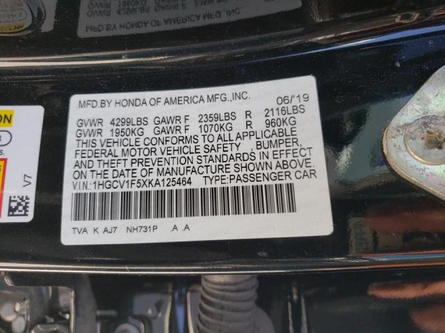 Photo 9 VIN: 1HGCV1F5XKA125464 - HONDA ACCORD EXL 