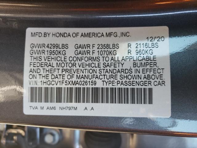 Photo 9 VIN: 1HGCV1F5XMA026159 - HONDA ACCORD EXL 