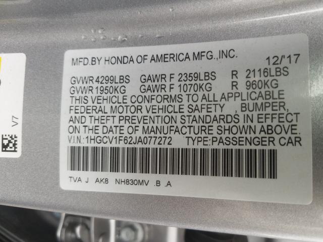 Photo 9 VIN: 1HGCV1F62JA077272 - HONDA ACCORD EXL 