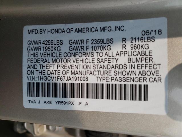 Photo 9 VIN: 1HGCV1F67JA191008 - HONDA ACCORD EXL 