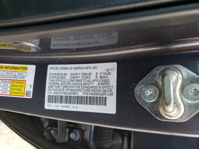 Photo 9 VIN: 1HGCV1F90JA076812 - HONDA ACCORD TOU 