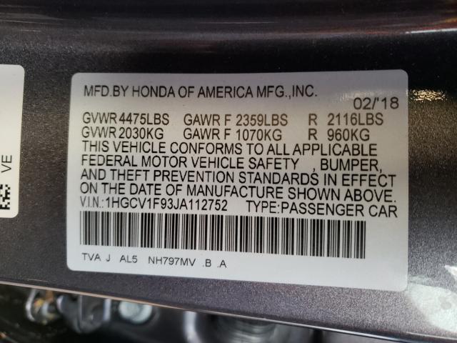 Photo 9 VIN: 1HGCV1F93JA112752 - HONDA ACCORD TOU 